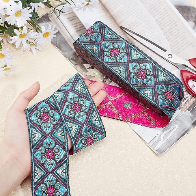 PH PandaHall 2 Inch Embroidered Woven Ribbon, 7 Yards Vintage Jacquard Ribbon - Image 6