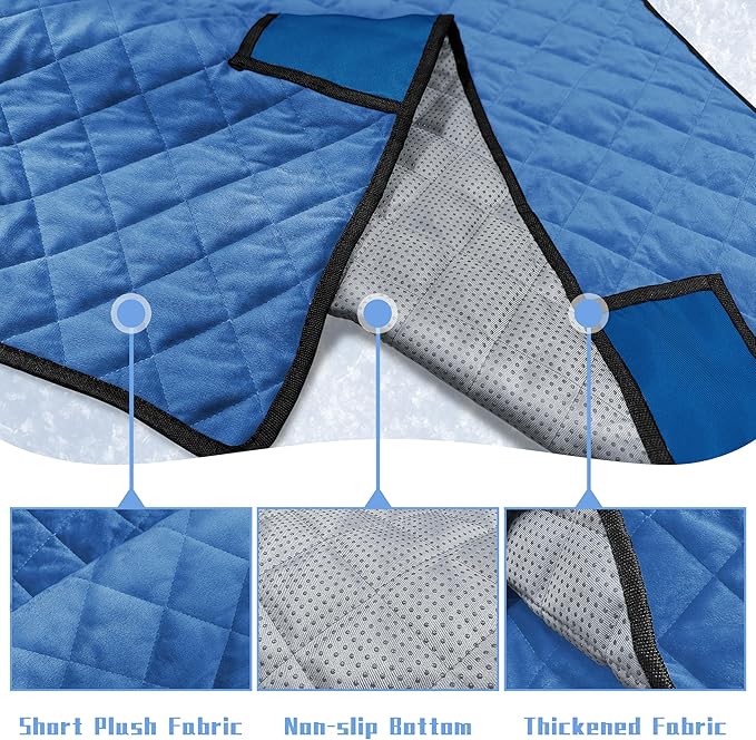 YOKYHOM Golf Cart Seat Covers with 4 Front Pockets, Thick Seat Towel Blanket with Non-Slip Backing, Fits EZGO, Club Car, Yamaha and More 2 & 4 Passenger Golf Carts, Blue