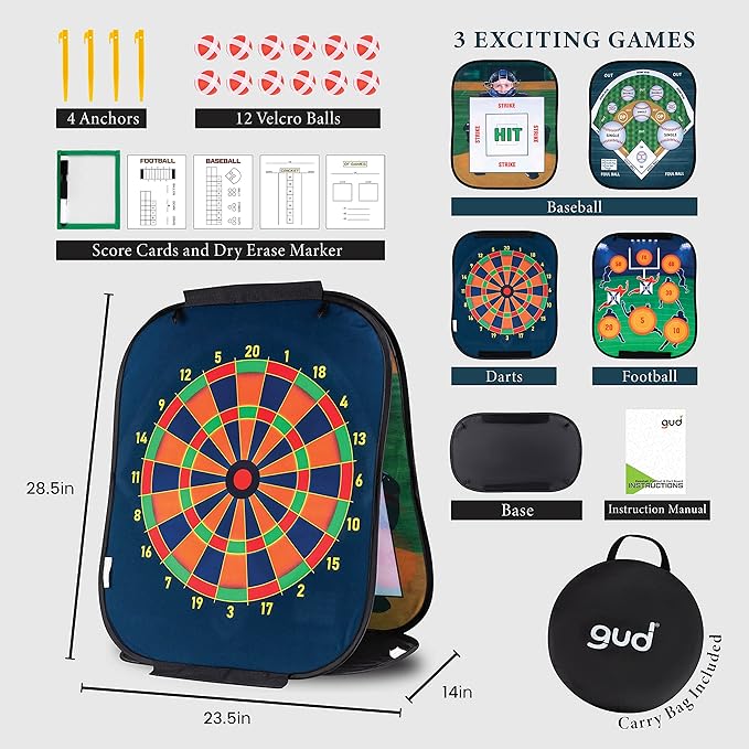 GUD Dart Board, Football & Baseball Games, Kids Birthday Party Dartboard - Image 2