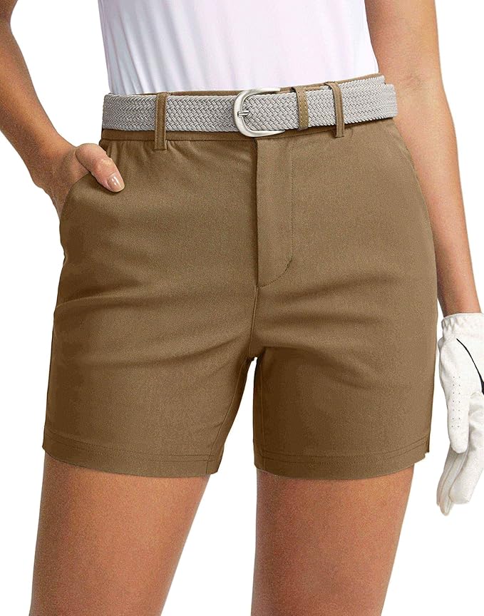 SANTINY Women's 5" Golf Shorts with Pockets Quick Dry Stretch Work Outdoor Hiking Shorts for Women Casual Summer