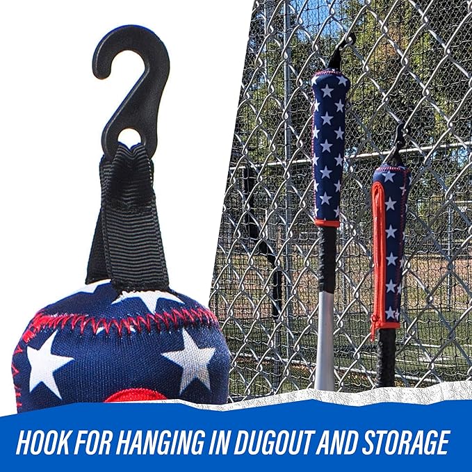 Handle Cover - Baseball Bat Cover Sleeve Protects Vehicle & Bat Grip - Batting Gloves & Helmet Companion with Zippered Hook - Softball Accessory