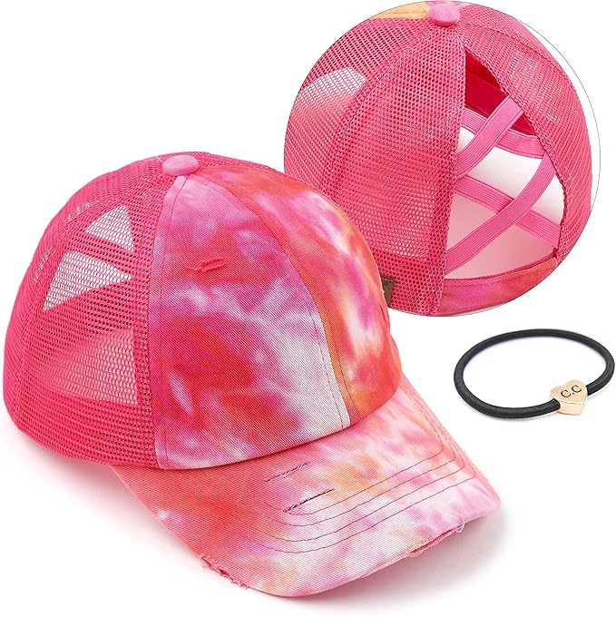 C.C Ponycap Messy High Bun Ponytail Adjustable Glitter Mesh Trucker Baseball Cap
