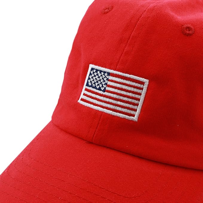 USA Flag & Embroidery Premium 100% Cotton Low Profile Adjustable Baseball Dad Cap