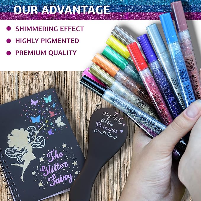 Acrylic Glitter Paint Marker Pens, Ultra Fine Point 0.7mm - Image 3