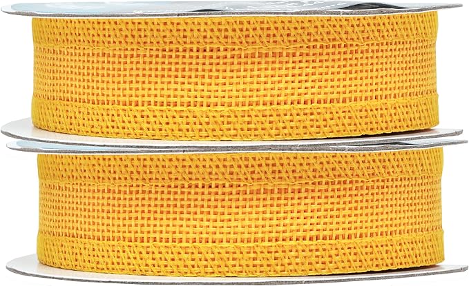 Mandala Crafts Yellow Burlap Ribbon 1 Inch Wide Jute Ribbons - Image 2