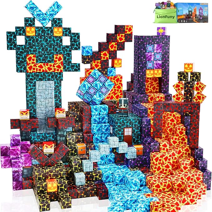 Magnetic Blocks, Magnet Blocks Build 3D World Stacking Toys, STEM Sensory by LionFuny