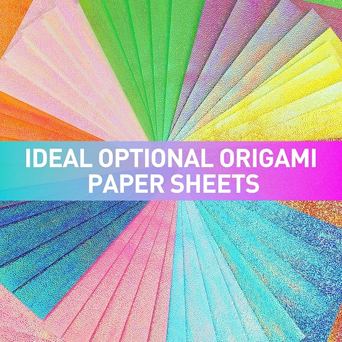 Glitter Origami Paper: 100 Sheets 10 Colors Shiny Iridescent Paper - Image 5