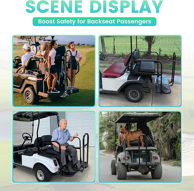 ECOTRIC Universal Golf Cart Rear Seat Safety Grab Bar Safety Seat Handle Rail Handles for Yamaha Club Car EZGO TXT DS Golf Cart Accessories