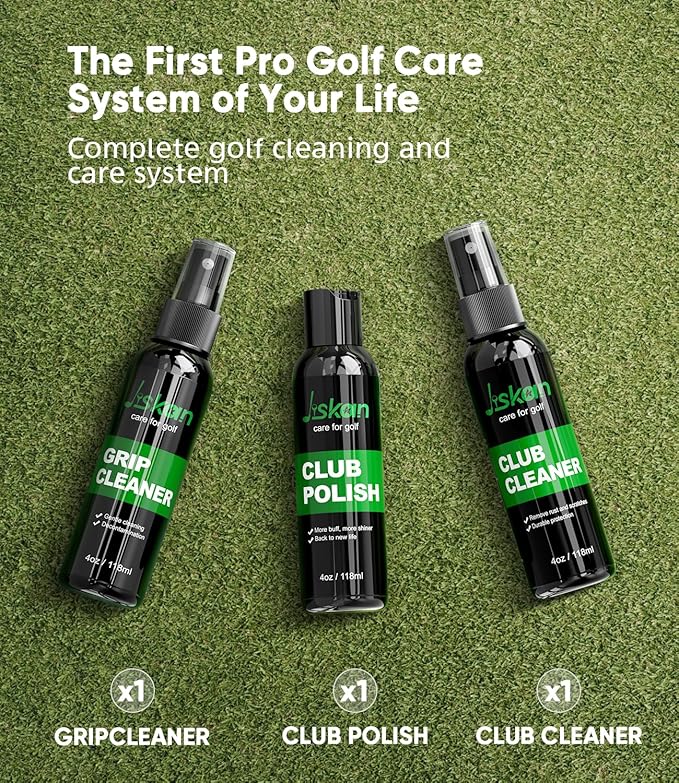 Pro Golf Cleaning Kit with Golf Club Cleaner Brush, Grip Cleaner, Club Polish, Towel, Club Groove Sharpener Tool and Portable Case, Essentials Golf Accessories for Men Golf Gifts for Golfers