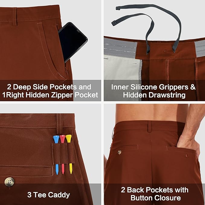 JWM Mens 7"/9" Stretch Golf Shorts - Lightweight Hybrid Casual Dress Work Flat Front Shorts with 5 Pockets Quick Dry UPF50