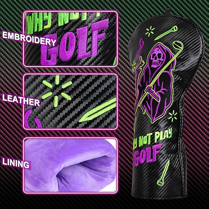 Big Crazy Golf Headcovers - Funny Golf Club Covers - Driver Headcover with Tour Grade PU Leather - Golf Driver Headcover, Waterproof Golf Head Covers, Soft Lining Golf Gift