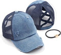 C.C Ponycap Messy High Bun Ponytail Adjustable Glitter Mesh Trucker Baseball Cap