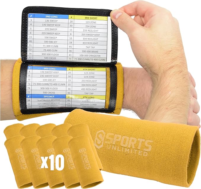 Sports Unlimited Youth Triple Wrist Coach, Football Wristbands for Plays, Baseball Wristbands, QB Arm Bands