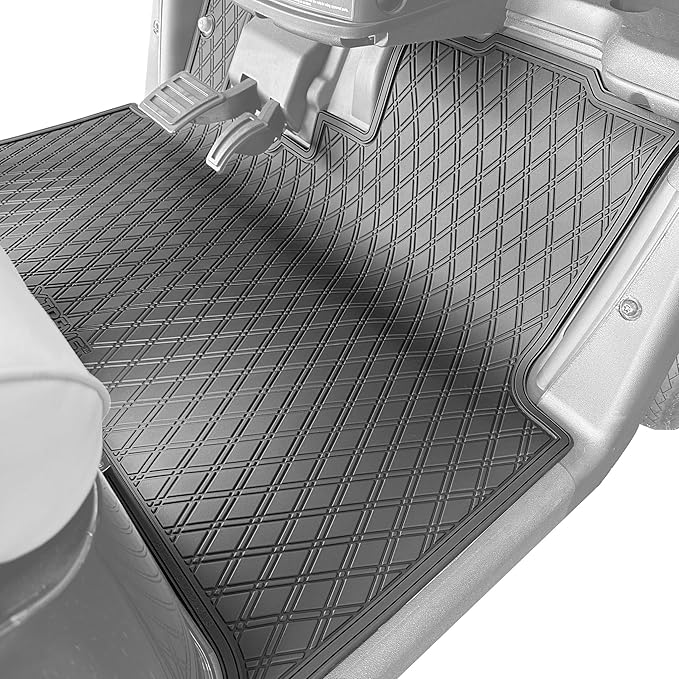 Xtreme MATS Rubber Floor Mat Liner for Golf Carts - Fits E-Z-GO 2022.5-2023.5 RXV/Valor Models with Hanging Pedals Including RXV Elite, RXV Freedom, Valor - Diamond Design Flooring Cover (All Black)