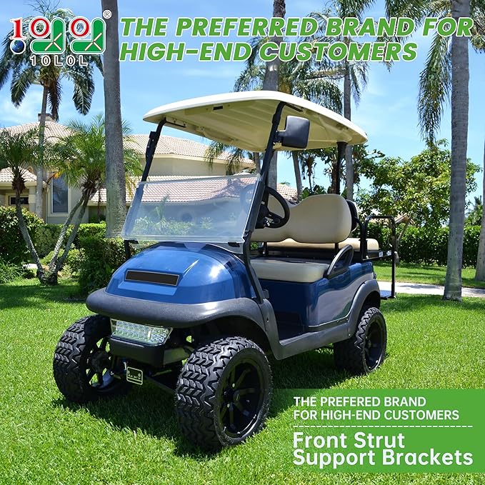 10L0L Golf Cart Front Roof Strut Brackets for Club Car Precedent with Steel Screw Bushings Repair Kit, Heavy Duty Strut Support Reinforcement Repair