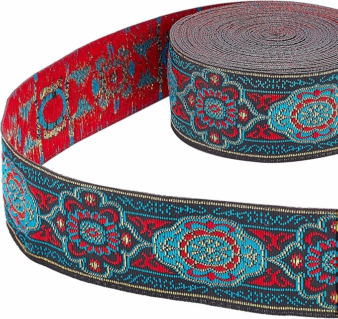 PH PandaHall 7 Yards Jacquard Ribbon, 1.3 Inch Vintage Sewing Emobridered Woven by PHPandaHall