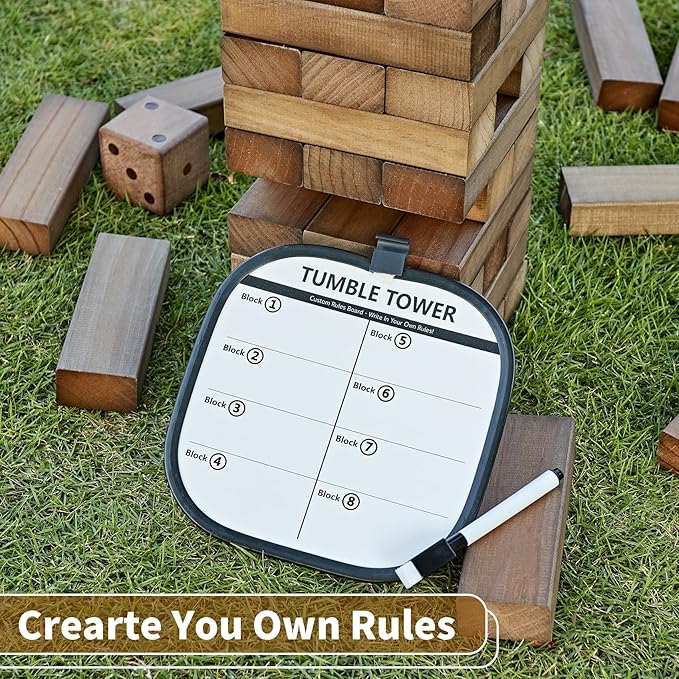 ApudArmis 60 PCS Giant Tumble Tower Stack to 5Ft, Pine Wooden Stacking Timber - Image 4