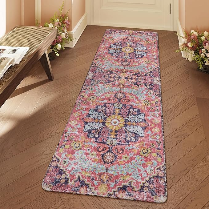 Lahome Bohemian Floral Medallion Runner Rug by Lahome