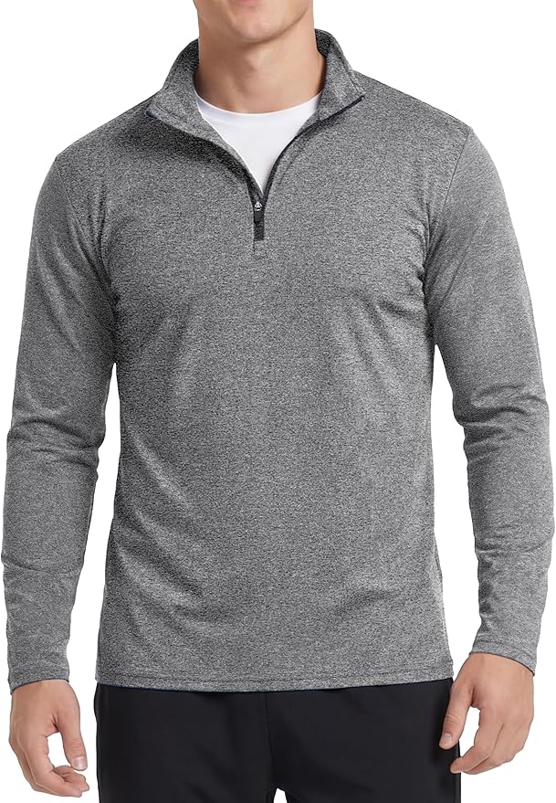 Boladeci Men's Quarter Zip Pullover Premium Fleece Lined Heather Long Sleeve Golf Shirts Midweight 1/4 Half Zip Sweatshirts