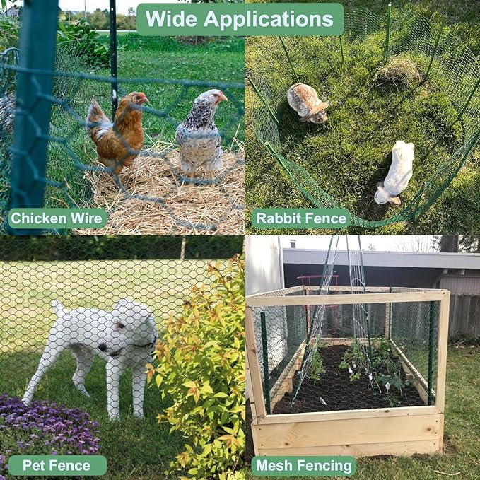 Chicken Wire 15.7 x 315 Inches Chicken Wire Fencing Mesh Green PVC Coated - Image 6