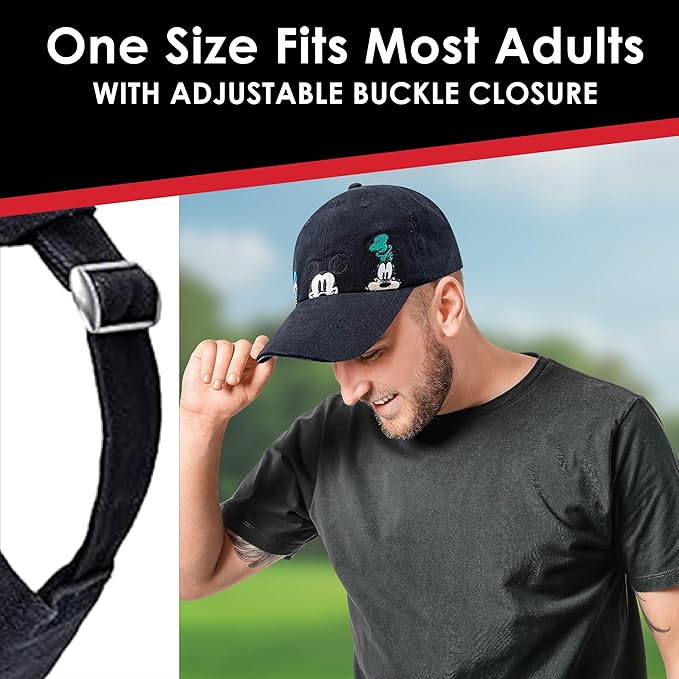 Disney Mickey Mouse Dad Hat, Cotton Adjustable Baseball Cap with Curved Brim