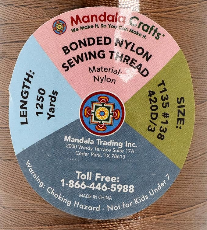 Mandala Crafts Bonded Nylon Thread Russet Brown Heavy Duty Sewing Threads - Image 4
