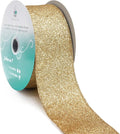 CT CRAFT LLC Glitter Wired Ribbon 2.5" x 20 Yards Light Gold by CTCRAFTLLC