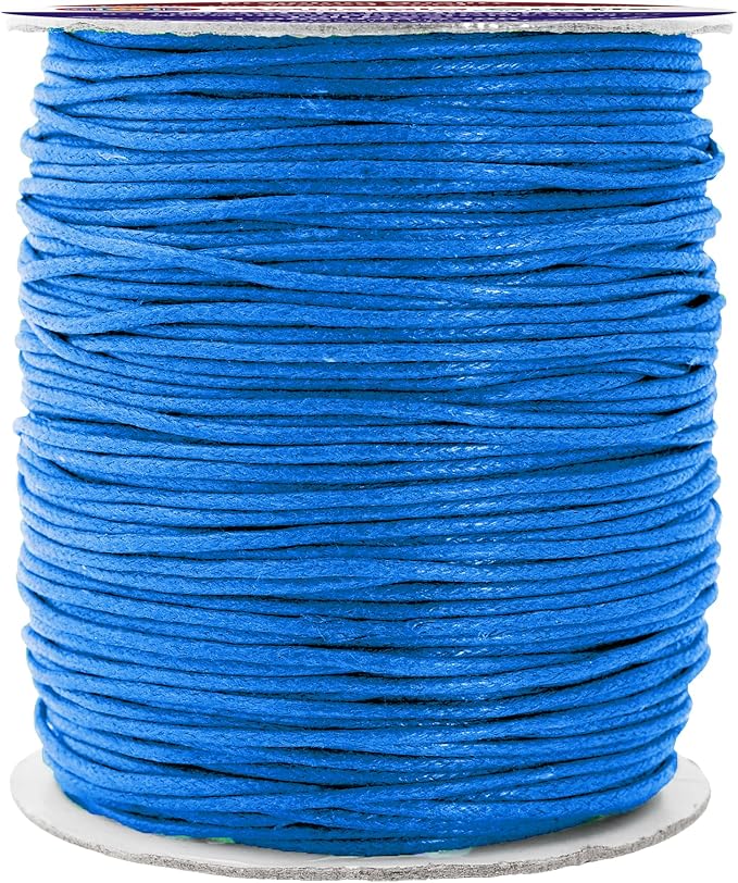 Mandala Crafts 1.5mm 109 Yards Deep Sky Blue Cotton Waxed Cord by MandalaCrafts
