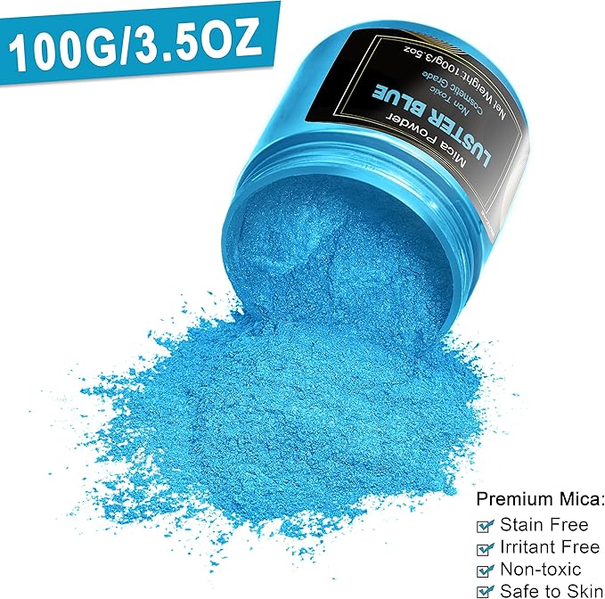 Blue Mica Powder Big Bottle Pigment Powder Multipurpose DIY Arts and Crafts - Image 2
