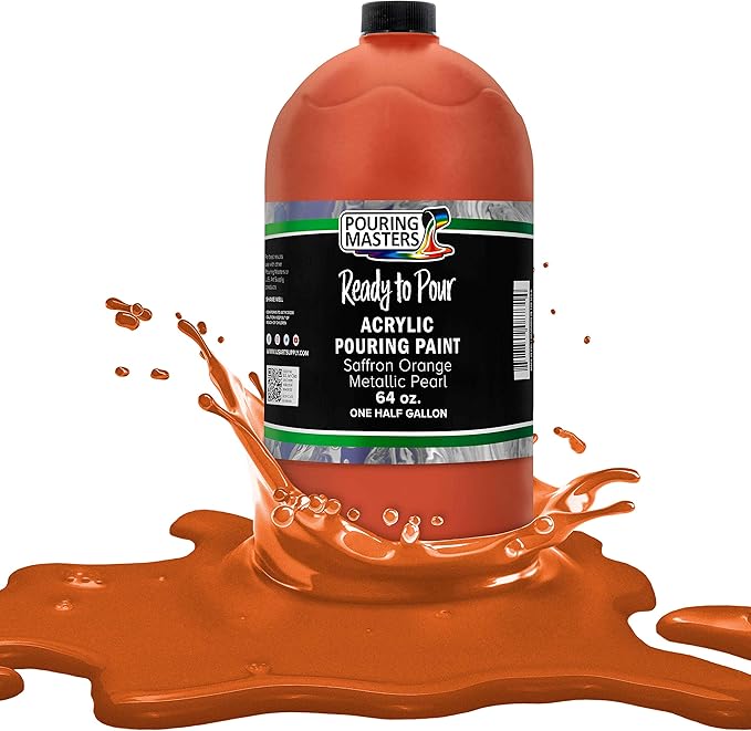 Pouring Masters Saffron Orange Metallic Pearl Ready to Pour Acrylic Pouring by USArtSupply