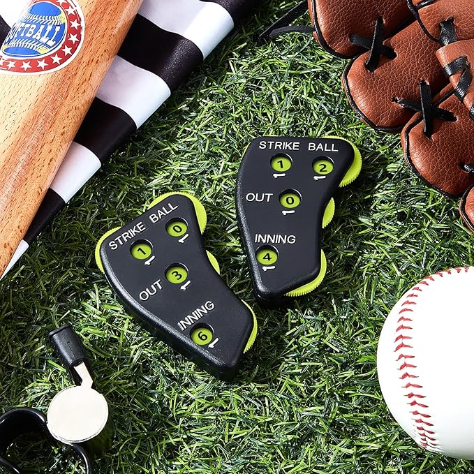 Deekin 4 Wheel Baseball Umpire Clicker Black Indicator Gear Practical Baseball Counter Clicker for Scorekeeper Recording Outs Innings Balls Softball Referee Equipment