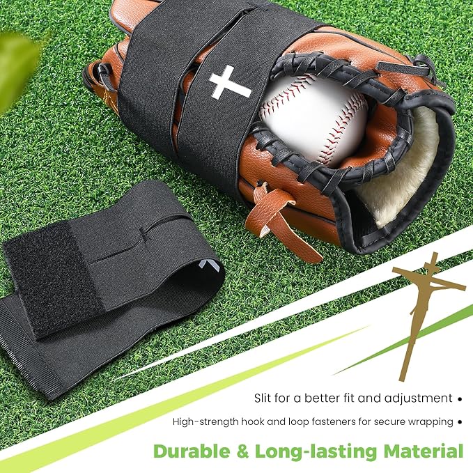 Simgoing Christian Cross Softball Glove Wrap with Bible Verse Speeds Up Break in Process Baseball & Softball Elastic Mitt Glove Strap Band Keep Pocket Formed Ideal for Players of All Ages