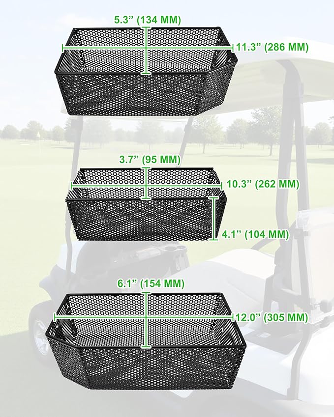 KEWISAUTO Front Inner Storage Basket for 2025 Club Car Tempo, Premium Steel Anti-Rust Dash Tray Organizer Utility Basket for Club Car Tempo 2025 Standard Factory Golf Cart Interior Accessories