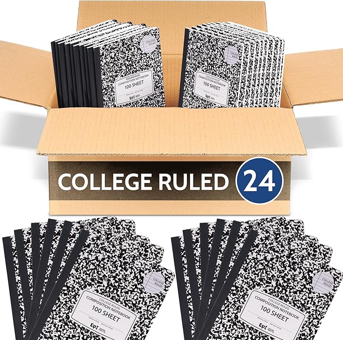 EPI Marble Hardcover College Ruled Composition Notebook | 200 Pages, 9.75 x 7.5 by EPI
