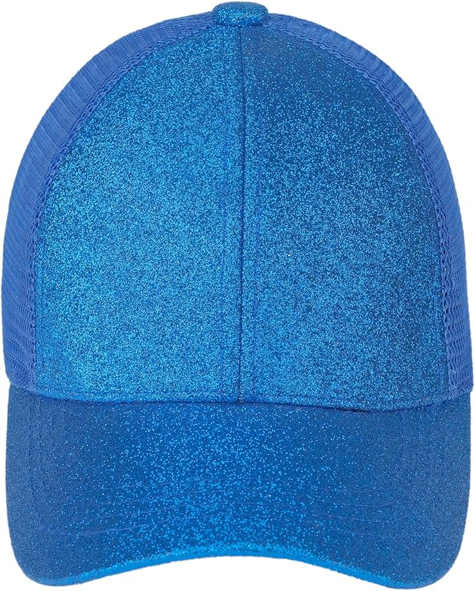C.C Ponycap Messy High Bun Ponytail Adjustable Glitter Mesh Trucker Baseball Cap