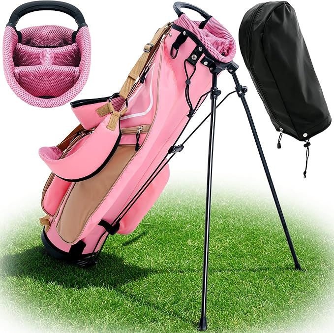 Ultra-Lite Golf Stand Bag - 3 Lbs, 4 Way Divider Portable Golf Club Carry Bag, Water-Repellent Golf Travel Case with Rain Hood, Golf Gifts for Men and Women
