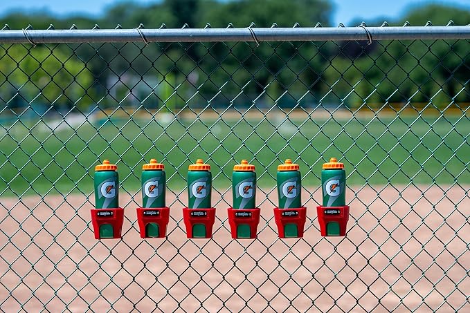 Fence Cup Holder | Drink Holder for Chain Link Fence | Fits Stanley, Yeti & Gatorade | Baseball Dugout, Softball, Pickleball & Tennis | Made in USA | The Fence Buddy (Red)