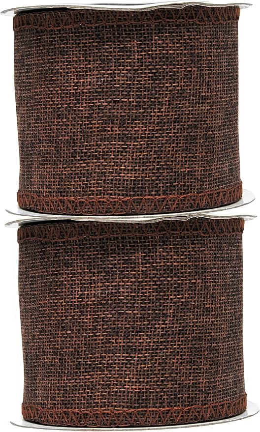 Mandala Crafts Brown Burlap Ribbon 3 Inches Wide Jute Ribbons - Image 2