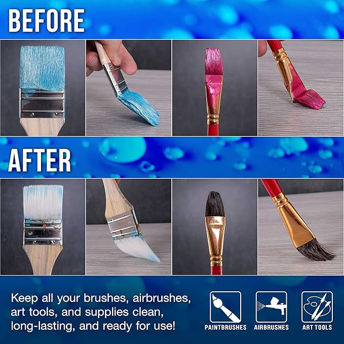 U.S. Art Supply Brush Cleaner and Restorer, 16 Ounce Bottle - Image 4
