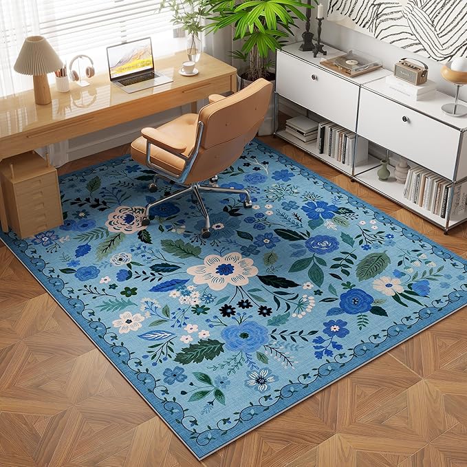 Rugcomf Bedroom Rug 3x5 Rug Washable Area Rug Non Slip Low Pile Boho Floral - Image 6