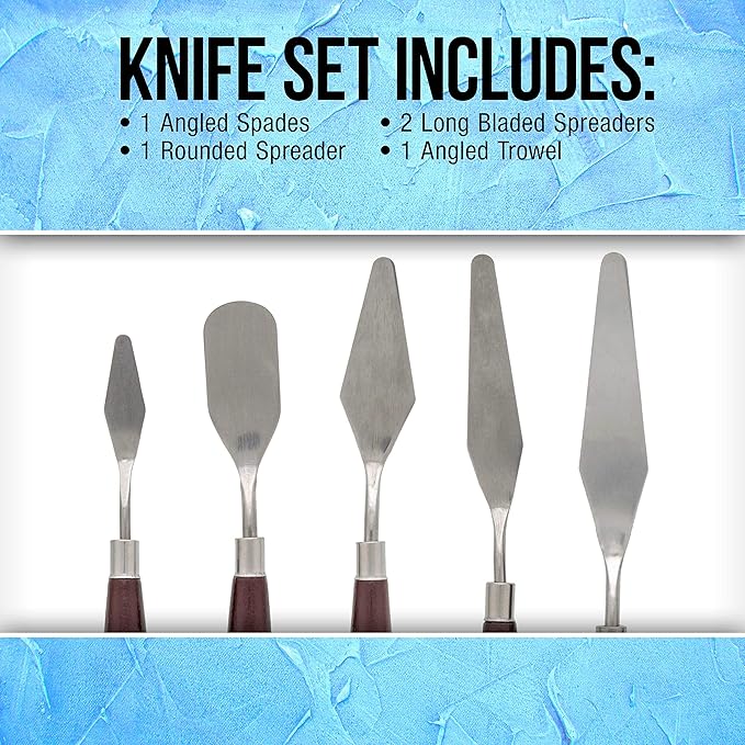 U.S. Art Supply 5-Piece Stainless Steel Palette Knife Set - Image 3