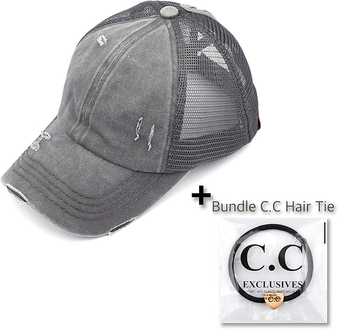 C.C Ponycap Messy High Bun Ponytail Adjustable Glitter Mesh Trucker Baseball Cap