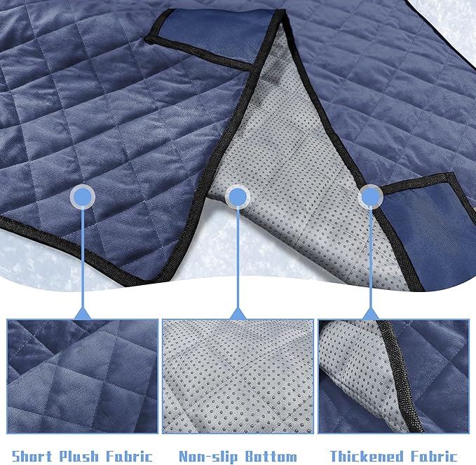 YOKYHOM Golf Cart Seat Covers with 4 Front Pockets, Thick Seat Towel Blanket with Non-Slip Backing, Fits EZGO, Club Car, Yamaha and More 2 & 4 Passenger Golf Carts, Navy Blue