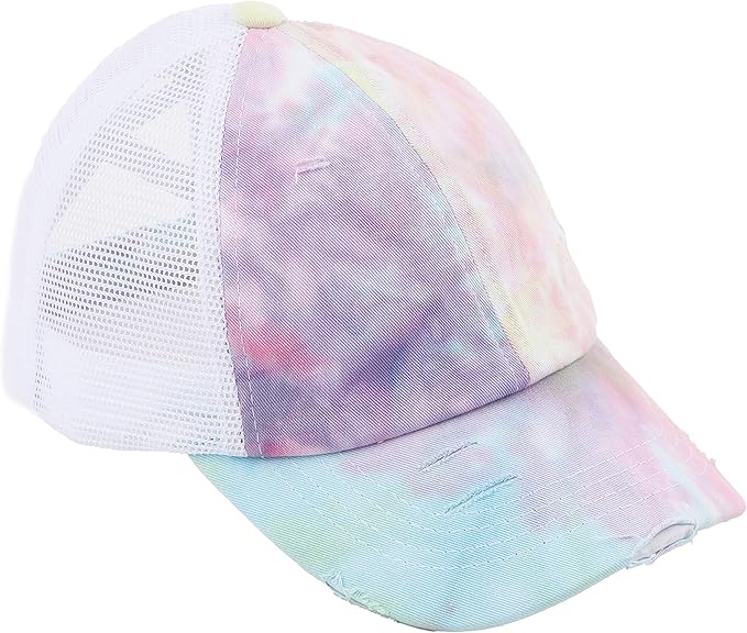 C.C Ponycap Messy High Bun Ponytail Adjustable Glitter Mesh Trucker Baseball Cap