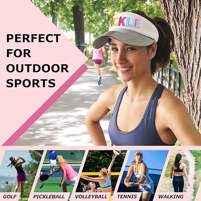 Funky Junque Women's UV 50 Adjustable Sun Visor - Golf Tennis Pickleball - Sports Themes Solid Colors Easter Pastels