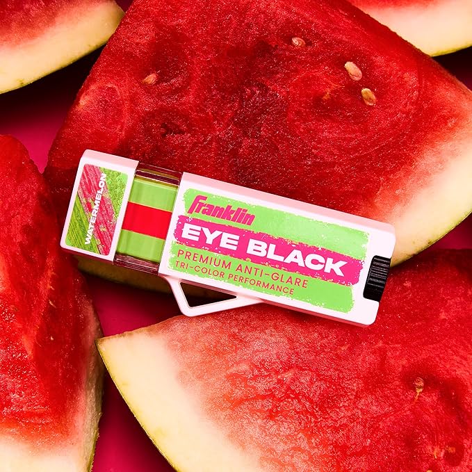 Franklin Sports Eye Black Stick - Baseball Softball + Football Eye Black for Kids + Adults - Sun Glare Reduction - Green Apple/Pink