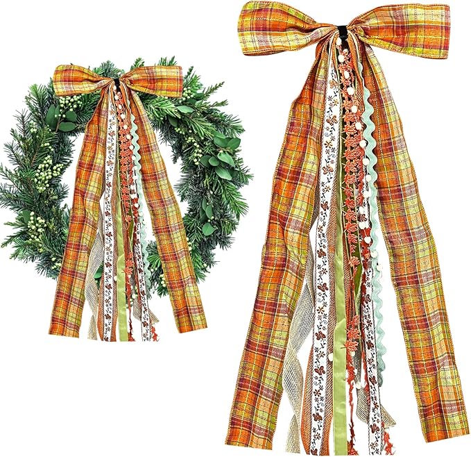Large Fall Ribbon Bow for Wreath by Unknown