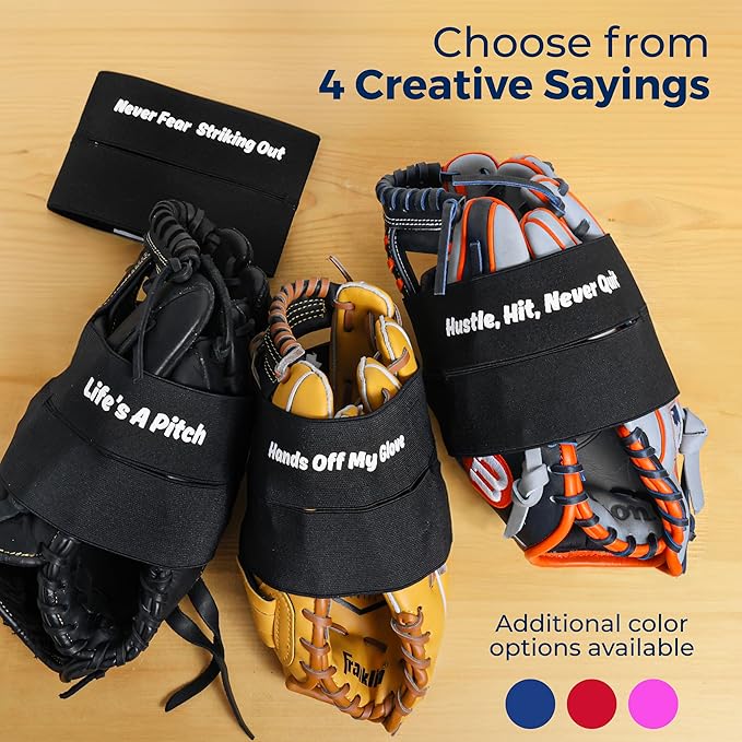 TOFL Baseball Glove Wrap Band for Break-in & Shaping | Elastic Mitt Strap | Adjustable Closure for Pocket Forming & Storage | Youth & Adult Softball Mitt Care Accessory (Message Options)