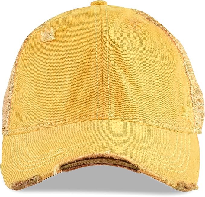 Vintage Distressed Baseball Cap – Unstructured Fit Adjustable Snapback Hat for Men & Women