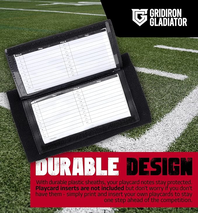 Gridiron Gladiator Wrist Playbook - Play Wristbands for Youth & Adults - Wrist Coach Arm Bands - QB Wristband - Softball Wristbands for Signs
